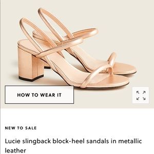 J CREW Lucie slingback block-heel sandals in metallic leather